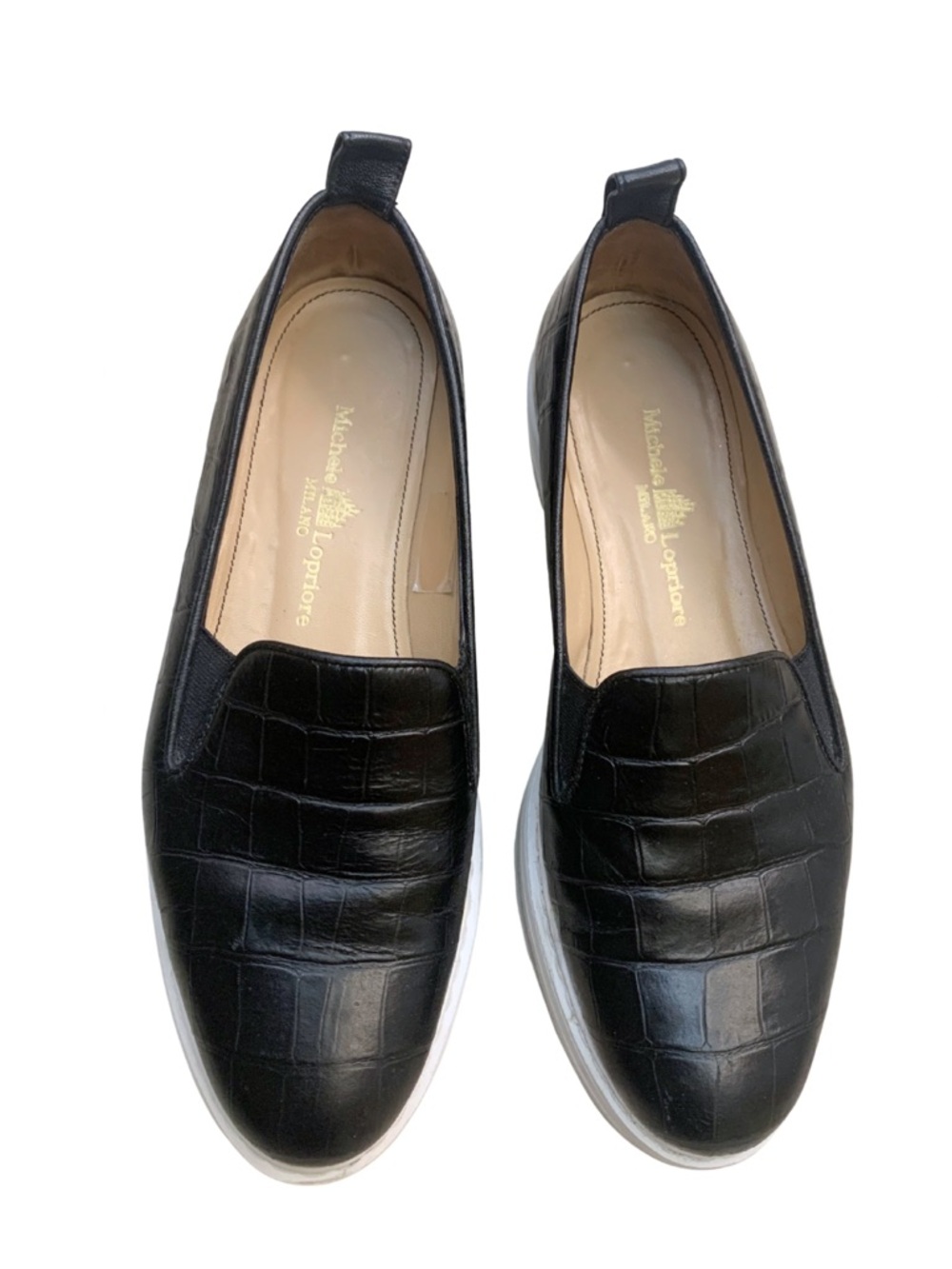 Michele Lopriore Milano Cassidy Leather Loafers Black Platforms 8 Minimal Luxe